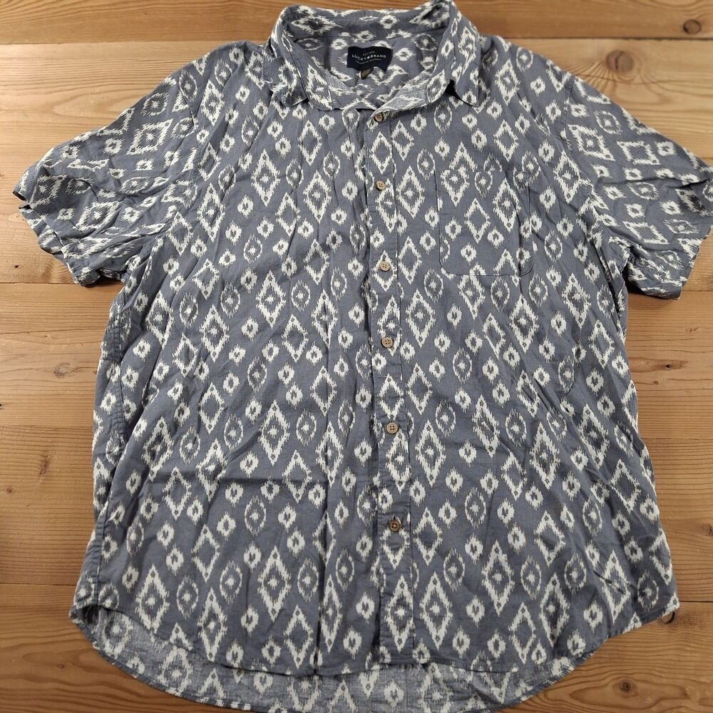 Lucky Brand Button Up Short Sleeve Shirt Mens Large